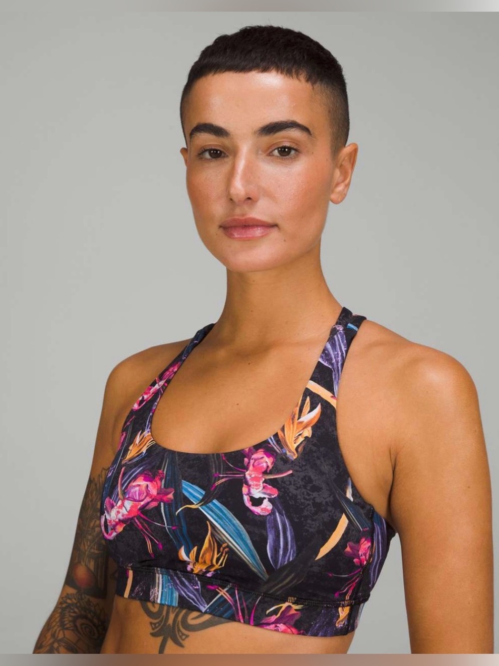 Lululemon Energy Bra *Medium Support, B–D Cups Veiled Floral Black Multi Size 6